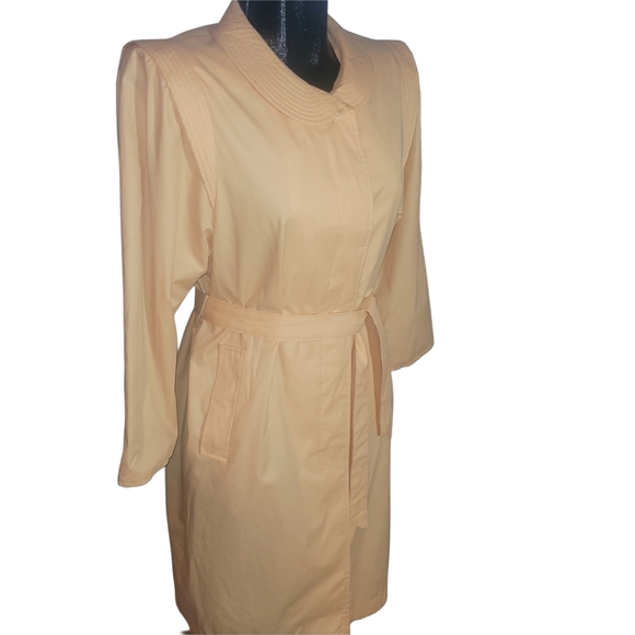 Vintage 80's Misty Harbour By Niccolini Pale Yellow Belted Trench Coat - Picture 4 of 8